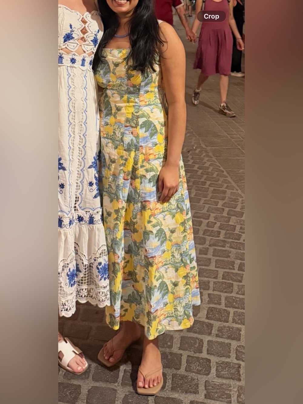 Abercrombie & Fitch Mila Stretch Midi Dress Lemon Print - Picture 2 of 4